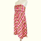 Lilly Pulitzer Pink Madras Plaid Strapless Sun Dress 10 Easter Spring Coquette