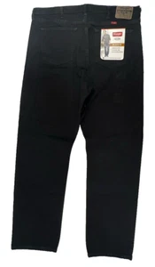 Pantalones de mezclilla Wrangler 5 estrellas premium 38x34 negros calce relajado en forma de U vaqueros ropa de trabajo - Imagen 1 de 7