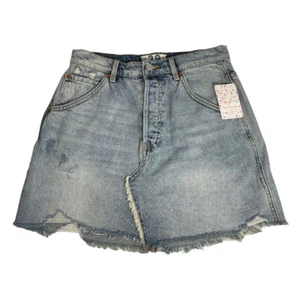 Free People Cut Off Skirt Women's Size 29 Brea Mile High Blue Jeans Denim NWT - Picture 1 of 12
