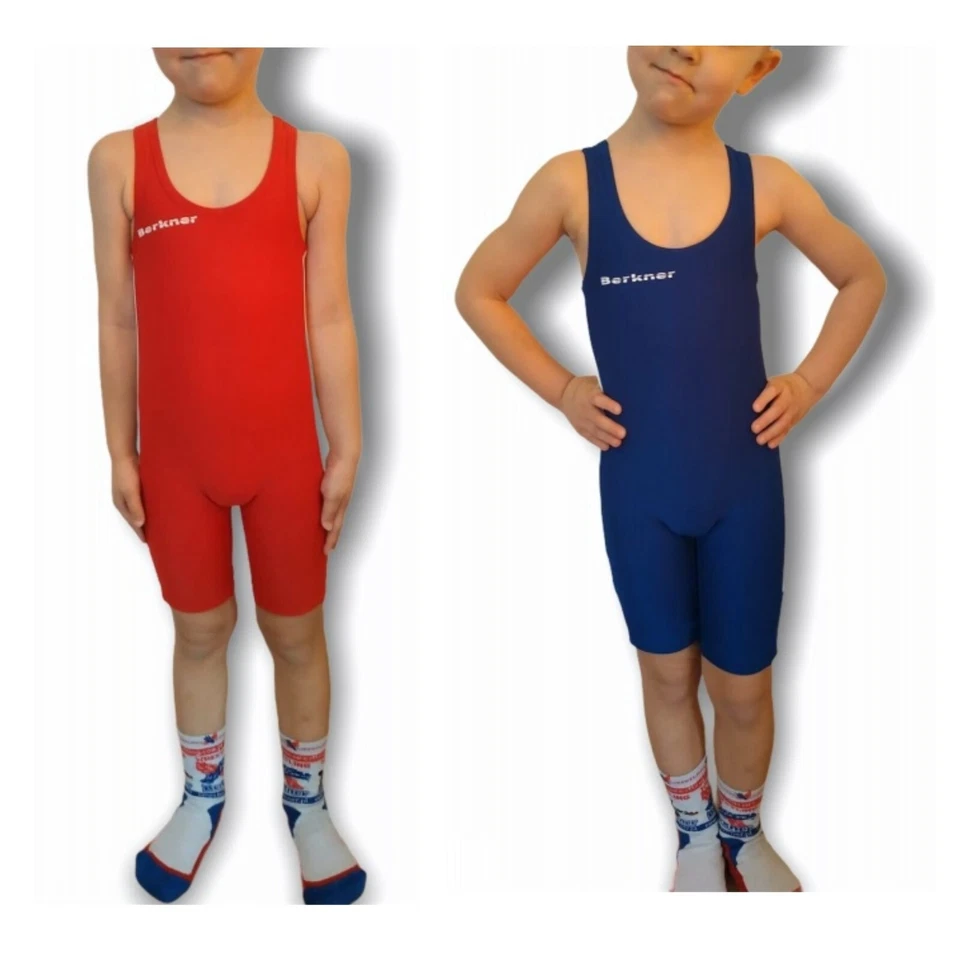 Kinder Ringertrikot BERKNER KIDS PACK Wrestling Anzug Singlet Rot und blau Set - Bild 1 von 4
