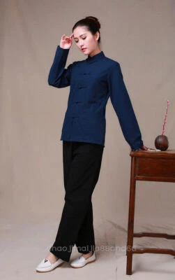 100% Algodón Chino Tradicional Para Mujer Kung Fu Taichi Artes Marciales Camisa Chaqueta Foto 1 de 4