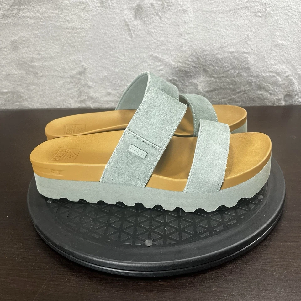 Reef Womens Size 8.5 Cushion Vista Hi Green Suede Platform Double Strap Sandals - Image 1 of 4