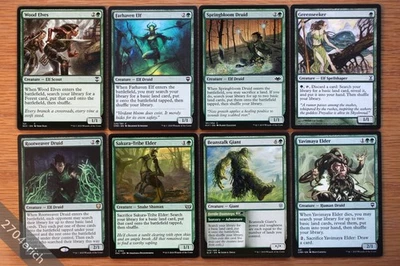 Set of 8 Green Land Fetch Ramp Creatures *NM* Magic Group MTG EDH Wood Elves - Image 1 of 2