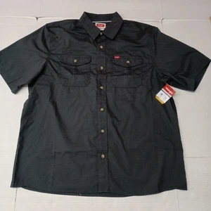 Camicia uomo Wrangler relaxed fit manica corta tessuto con bottoni taglia XL nera - Foto 1 di 7