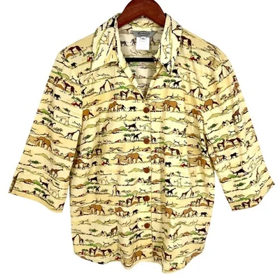 Blusa Stonebridge Feminina Tamanho XL Safari Blusa Top Elefante Girafa África Viagem - Imagem 1 de 4