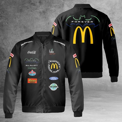 Chaqueta de bombardero Bill Elliott Nascar Batman Forever ligera a prueba de viento Foto 1 de 4