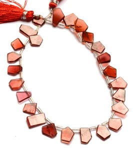 Natural Garnet Gemstone 8 to 12 mm Size Smooth Slice Shape Beads 8.5" Strand - Picture 1 of 11