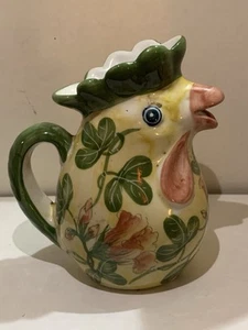 Handcrafted Vintage Ceramic Rooster Cream Pitcher Made In Thailand - Picture 1 of 5