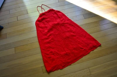 Mini Vestido Alice + Olivia Bev Rojo Amapola Claro Bordado Entrecruzado Talla M Foto 1 de 4