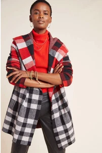 Suéter/Abrigo Abierto Anthropologie Field & Flower Cressida Lana A Cuadros Para Mujer S - Imagen 1 de 14