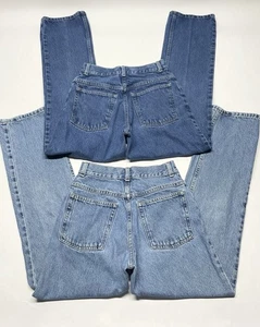 Vintage LL Bean Original Fit Jeans Size 4 MT 25x30 Lot Of 2 Tapered Relaxed Mom - Picture 1 of 18