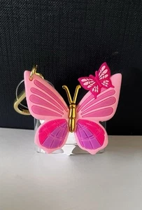 Bath & Body Works Hand Gel Holder Pink Butterflies Key Ring - Picture 1 of 1