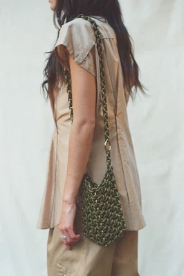 JIL SANDER Verde Oliva Eslabón Anillo Plexiglás Bandolera Bandolera Bolso de Hombro Cartera Foto 1 de 4