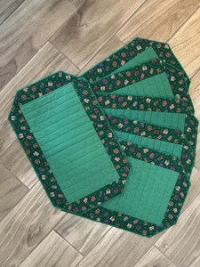 6 Vintage Weihnachten Tischsets Grannycore gesteppt Handarbeit Landhaus grün Landhaus  - Bild 1 von 4