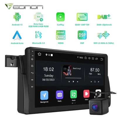 CAM+9" Android 13 8Core 6+64G Car Stereo Radio GPS Head Unit CarPlay for BMW E46 - Image 1 of 4