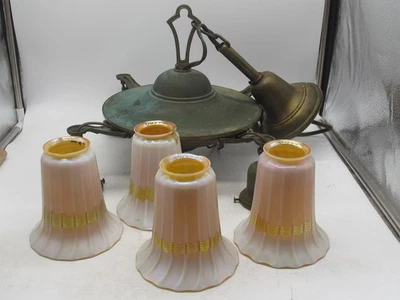 Quezal Arts & Crafts/Mission Pan Ceiling Fixture (Tiffany, Steuben, Handel Era) - Image 1 of 4