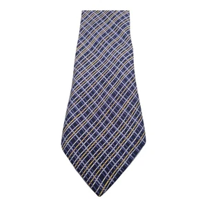 Hermes Krawatte blau Muster 3,5 Zoll breit Herren Seide Vintage Party Hochzeit Arbeitskleidung - Bild 1 von 6