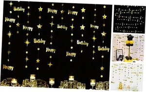52Ft Gold Happy Birthday Decorations Happy Birthday Circle Dot Twinkle Star - Picture 1 of 7