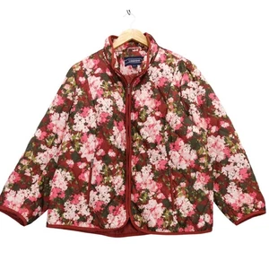 Lands End Steppjacke Blumen Kirschblüten Reißverschluss Puffer Mantel 3XP Primaloft - Bild 1 von 8
