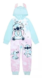Disney Lilo Stitch Girls 4 Hooded One Piece Footless Pajama Romper - Picture 1 of 1