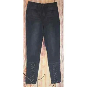American Eagle Outfitters Highest Rise Jegging Super Stretch X4 Black Lace-Up 6 - Picture 1 of 9