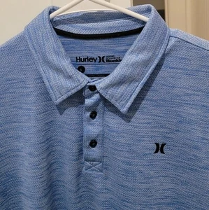 Hurley Short Sleeve Golf Polo Shirt Blue & White Size Large - Picture 1 of 3