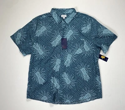 Haggar Tuckless Button Shirt Mens XXL NWT Blue Pineapple All Over Print Casual - Image 1 of 4