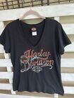 Harley Davidson Women's T-Shirt Black San Benito TX V-Neck Bling Shirt L.