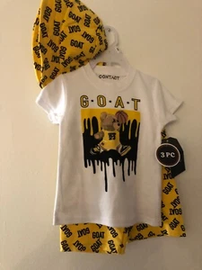 GOAT newborn/baby clothes 3 PIECE baby outfit TODDLER 12M NEW TOO CUTE GOAT! - Picture 1 of 2