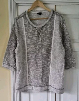 H&M  Knitted 3/4 Sleeve Top - Size XL - White / Grey - Image 1 of 4
