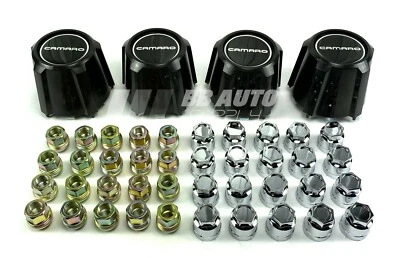 Tapas centrales de rueda de 15" tuercas negras y cubiertas cromadas NUEVAS para Chevy Camaro 82-92  Foto 1 de 4