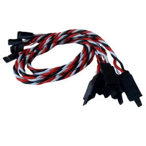 (5) 30CM (~1ft) Twisted 20awg Servo Extension Leads Futaba with Safety Clip - Picture 1 of 1