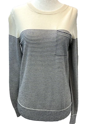 Suéter Banana Republic Mujer Talla Mediana Gris Rayas Lana Informal Trabajo Acogedor Foto 1 de 4