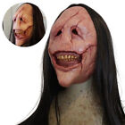 Adult Latex Scary Horror Halloween Mask with Long Black Hair Cosplay Party Props