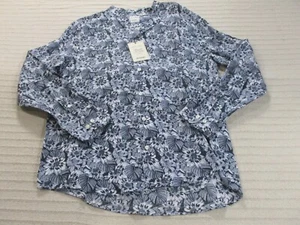 Baird McNutt Mens Dress Shirt Large Blue Floral Murano Linen Long Sleeve New - Picture 1 of 11