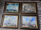 4 X Framed Nautical Sailing Ship Original Canvas Oil Paintings By A.J. Houghton