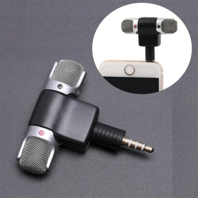 Mini 3.5mm Jack Microphone Stereo Mic For Recording Studio Interview Smartphone - Image 1 of 4