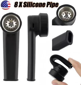 Confezione 8 Pipe Silicone Fumare 3,5" Con Coperchio Nero Pipe Mani Ciotola Acciaio Inox - Foto 1 di 10