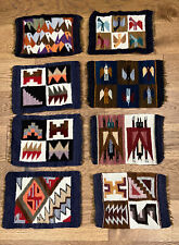 Peruvian Small Hand Woven Wool Tapestry Place Mats Wall Rugs Set of 8 Different