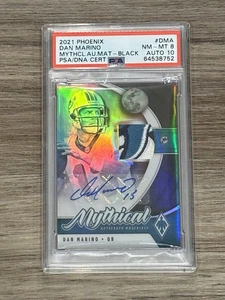 2021 Panini Phoenix Mythical Dan Marino Logo Auto Patch Black /5 PSA 8 AUTO 10 - Picture 1 of 2