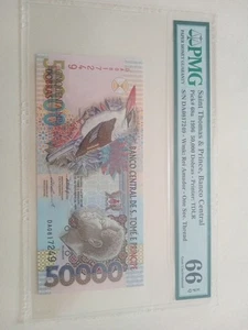 1996 PMG 66 EPQ Saint Thomas & Prince Drucker TDLR Wmk REI Amador One Sec Thread - Bild 1 von 4