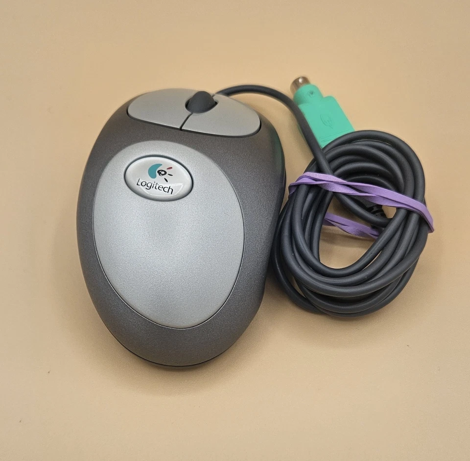 RARO Logitech Mouseman Doble Sensor Óptico USB Rueda Mouse M-BL63B Cable Probado Foto 1 de 4