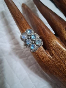 Nicky Butler Rainbow Moonstone caviar Sterling Silver 925 ring size 8 - Picture 1 of 3
