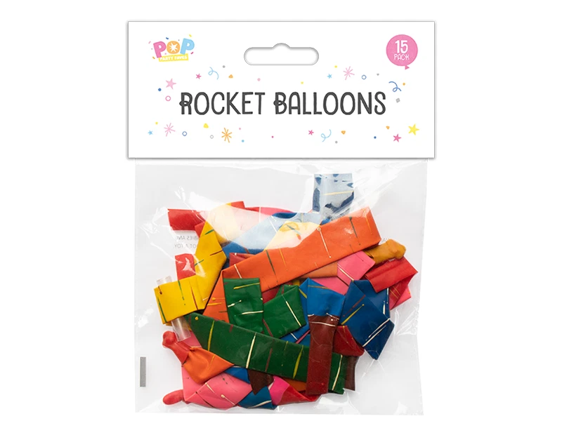 Globos Rocket 15pk - Globos coloridos a rayas para diversión y fiestas Foto 1 de 1