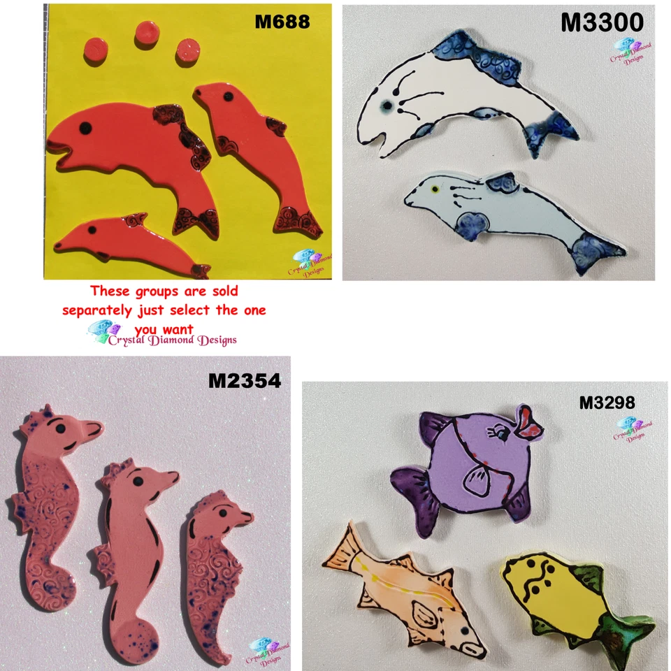 FISH -  CERAMIC KILN FIRED MOSAIC TILES for your Project ( Pick you Group ) #4 - Image 1 of 1