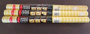 Rubbermaid Smooth' N Easy Shelf Liner NEW Vintage 1985 Yellow Gingham Lot 3 Roll - Picture 1 of 6