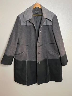 Abrigo Donnybrook Mujer Mezcla Lana 18W Gris y Negro Con Botón Frontal y Bolsillo con Cremallera Foto 1 de 4