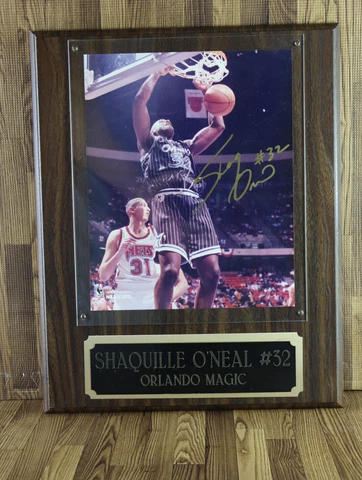 1990 NBA Hoops Photo Shaquille O'Neal #32 Autographed 12''x15'' Plaque Cover