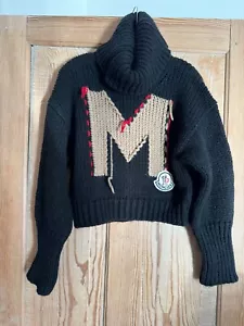 Authentic Moncler Logo Damen Alpaka Mohair Schwarz M Strick Rollkragen Pullover RAR - Bild 1 von 12
