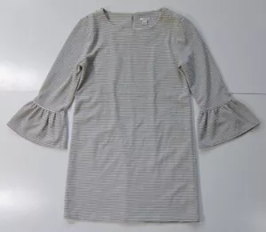 J.Crew Black White Stripe Cotton Stretch Flare Sleeve Tunic Sheath Dress Women M - Picture 1 of 7